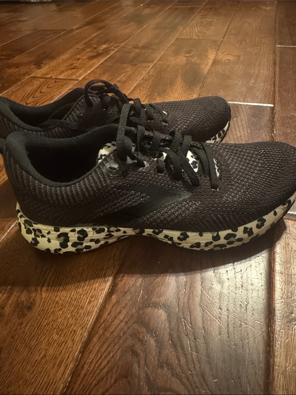 Brooks Revel - Women's 8.5 - Black Running Shoes with Leopard-Print Midsole